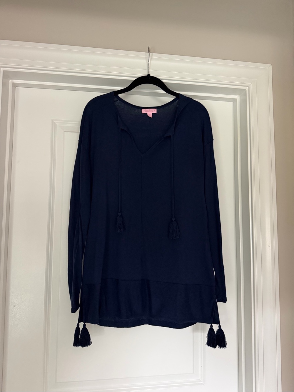 Lilly Pulitzer Navy V-Neck Tassel Tunic